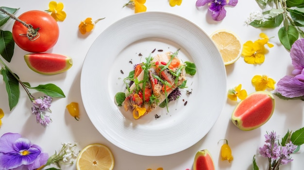 Talerz z kolorowym posiłkiem